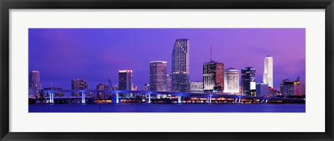 Framed Miami at night, FL Print