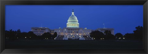 Framed Government building lit up at dusk, Capitol Building, Washington DC, USA Print