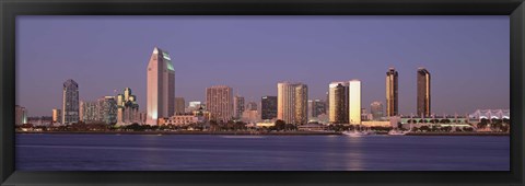 Framed San Diego Skyline, California at dusk Print