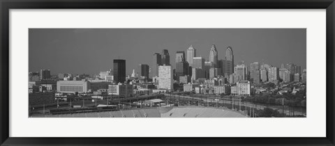 Framed Philadelphia Skyline (black &amp; white) Print