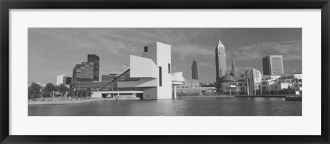 Framed Buildings at the waterfront, Rock And Roll Hall of Fame, Cleveland, Ohio, USA Print