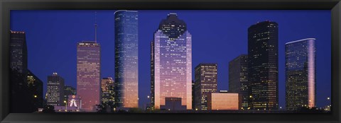 Framed Houston skyscrapers at night, Texas Print