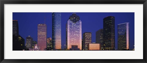 Framed Houston skyscrapers at night, Texas Print