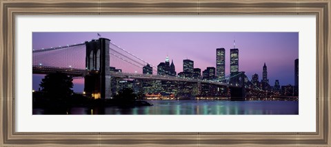 Framed Brooklyn Bridge at night, New York Print