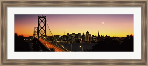 Framed San Francisco Bay Bridge with Moon in Sky Print