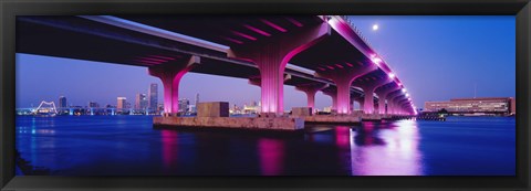 Framed MacArthur Causeway Biscayne Bay Miami FL USA Print