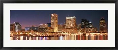 Framed Baltimore Lit Up at Dusk, Maryland Print