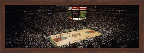 Framed Spectators watching a basketball match, Key Arena, Seattle, King County, Washington State, USA Print
