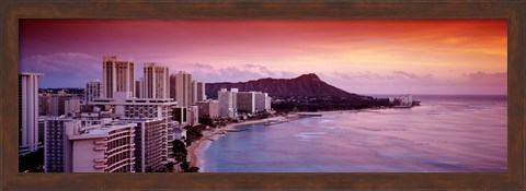 Framed Sunset Honolulu Oahu HI USA Print