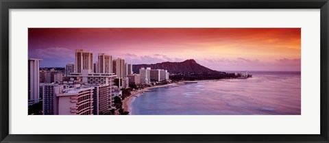 Framed Sunset Honolulu Oahu HI USA Print