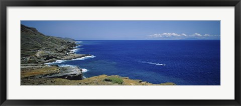 Framed High angle view of a coastline, Oahu, Hawaii Islands, USA Print