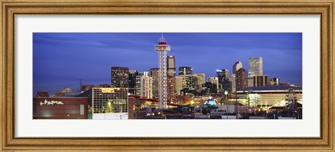 Framed Denver skyline at dusk, Colorado Print