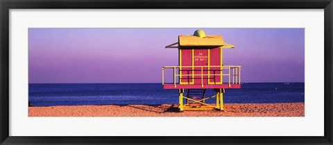 Framed Lifeguard Hut, Miami Beach, Florida, USA Print