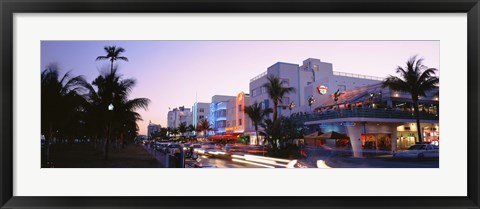 Framed Buildings Lit Up At Dusk, Ocean Drive, Miami, Florida, USA Print