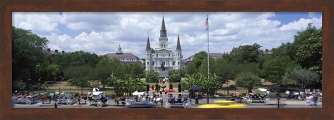 Framed Cathedral at the roadside, St. Louis Cathedral, Jackson Square, French Quarter, New Orleans, Louisiana, USA Print