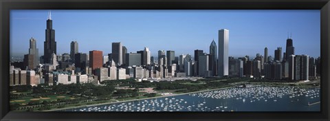 Framed Chicago Skyline with Water Print