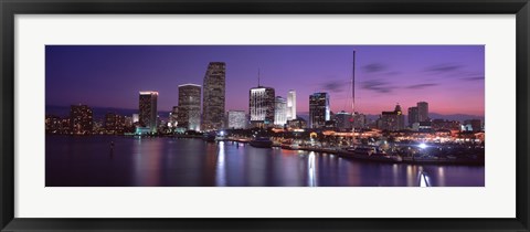 Framed Night Skyline Miami FL USA Print