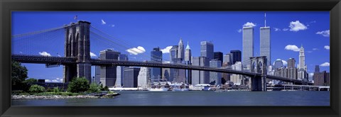 Framed Brooklyn Bridge Skyline New York City NY USA Print