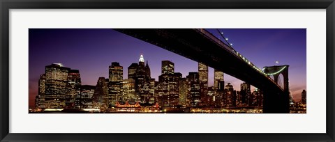 Framed Night Brooklyn Bridge Skyline New York City NY USA Print