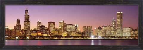 Framed Dusk Skyline Chicago IL USA Print