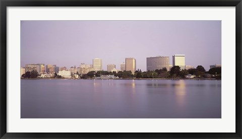 Framed Reflection of skyscrapers in Lake Merritt, Oakland, California Print