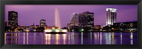 Framed View Of A City Skyline At Night, Orlando, Florida, USA Print