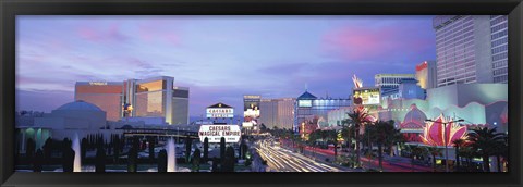 Framed Dark Blue Sky with Pink Coulds Over Las Vegas Print