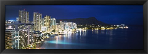 Framed Buildings On The Waterfront, Waikiki, Honolulu, Oahu, Hawaii, USA Print