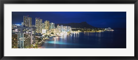 Framed Buildings On The Waterfront, Waikiki, Honolulu, Oahu, Hawaii, USA Print