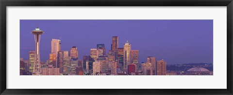 Framed USA, Washington, Seattle, cityscape at twilight Print