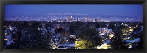 Framed Denver in winter, Colorado Print