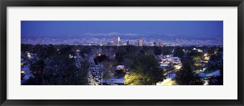 Framed Denver in winter, Colorado Print