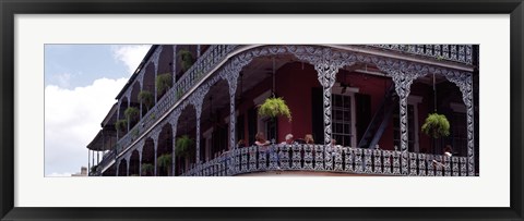 Framed People sitting in a balcony, French Quarter, New Orleans, Louisiana, USA Print