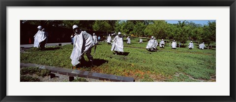 Framed USA, Washington DC, Korean War Memorial, Statues in the field Print