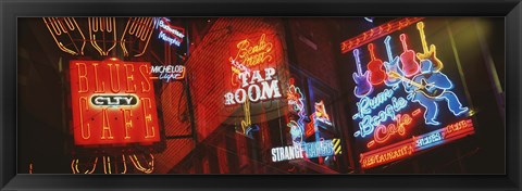 Framed Neon Signs, Beale Street, Memphis, Tennessee, USA Print