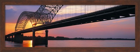 Framed Sunset, Hernandez Desoto Bridge And Mississippi River, Memphis, Tennessee, USA Print