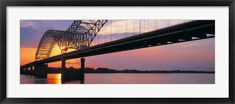 Framed Sunset, Hernandez Desoto Bridge And Mississippi River, Memphis, Tennessee, USA Print