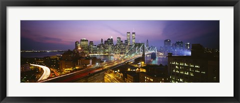 Framed Buildings lit up at night, World Trade Center, Manhattan, New York City, New York State, USA Print