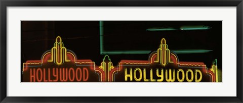 Framed Hollywood Neon Sign Los Angeles CA Print