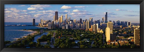 Framed View of Chicago city and the lake, IL Print