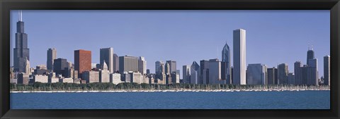 Framed Chicago skyline from the lake, IL Print