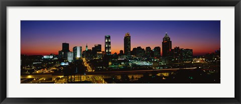 Framed Atlanta skyline at night, GA Print