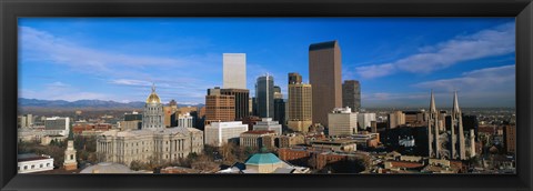 Framed Skyline View of Denver Colorado in the Day Print