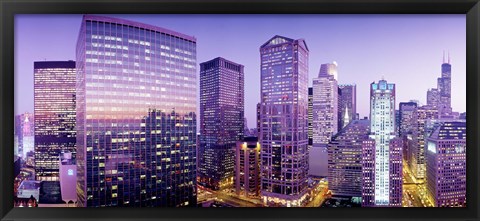 Framed Skyscrapers at night, Chicago IL Print