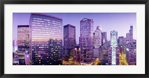 Framed Skyscrapers at night, Chicago IL Print