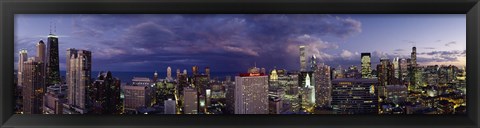 Framed Evening Chicago skyline, IL Print