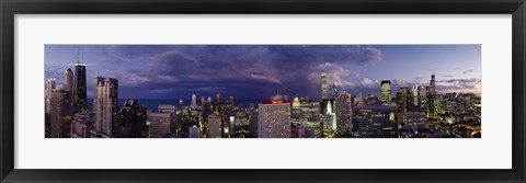 Framed Evening Chicago skyline, IL Print