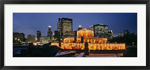 Framed Buckingham Fountain Decorated For Christmas, Chicago, Illinois, USA Print