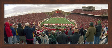 Framed Spectators watching a football match at Camp Randall Stadium, University of Wisconsin, Madison, Dane County, Wisconsin, USA Print