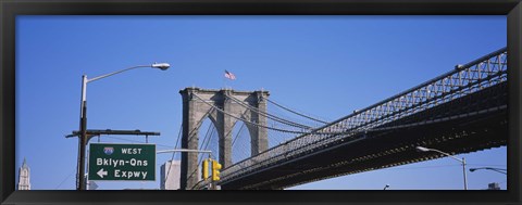 Framed Low angle view of a bridge, Brooklyn Bridge, Manhattan, New York City, New York State, USA Print